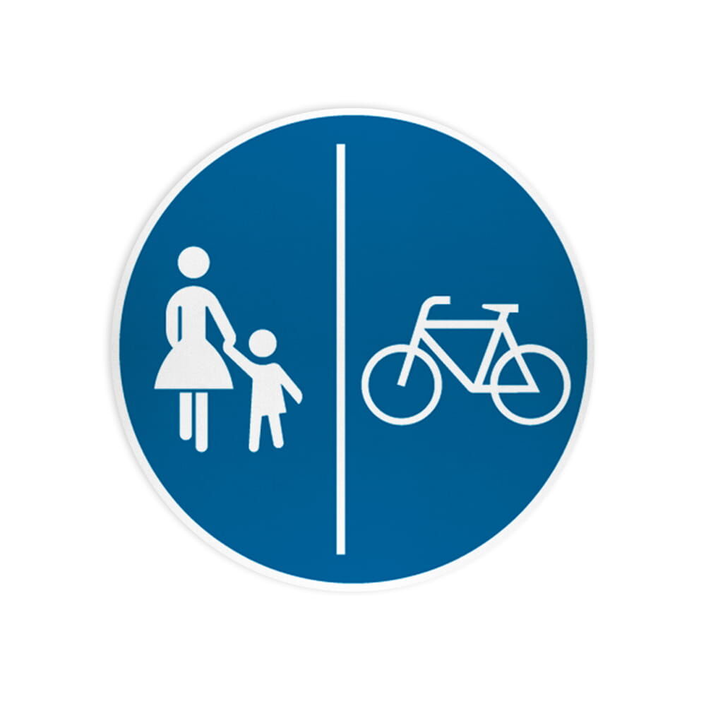 VZ 241-31 Getrennter Rad- und Gehweg, Radweg rechts VZ 241-31 Getrennter Rad- und Gehweg, Radweg rechts