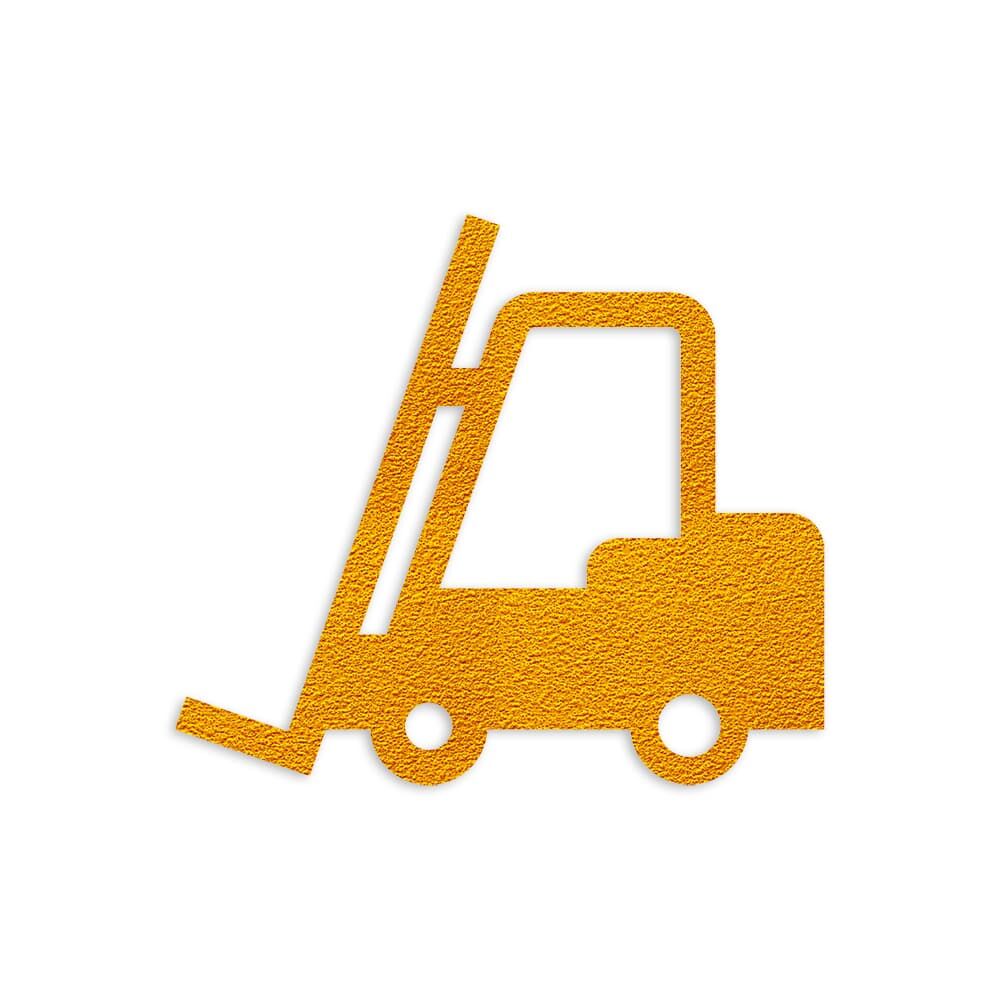 Selbstklebendes Fahrbahn-Piktogramm "Stapler" in gelb, Verkehrsklasse P6