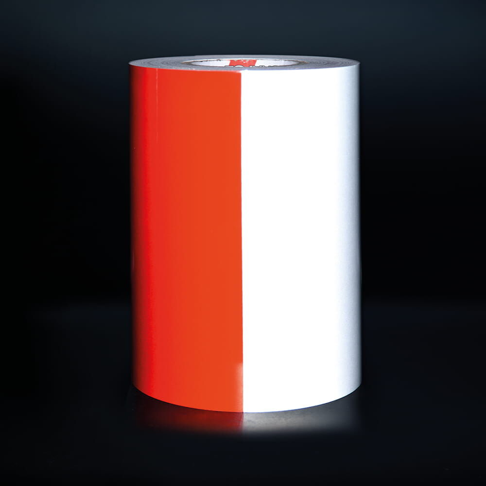 Rolle Reflexfolie 5431, 250 mm, rot-weiß, reflektierend bei Dunkelheit