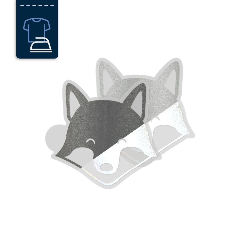Bügelbilder Fuchs für Textilien, schwarz & silber