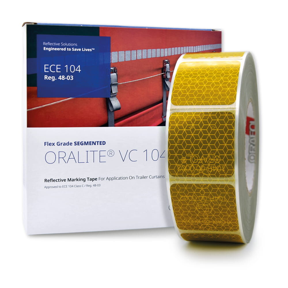 —
Produktbox ORALITE VC104+ CG mit gelber Segmentrolle davor, 50 m