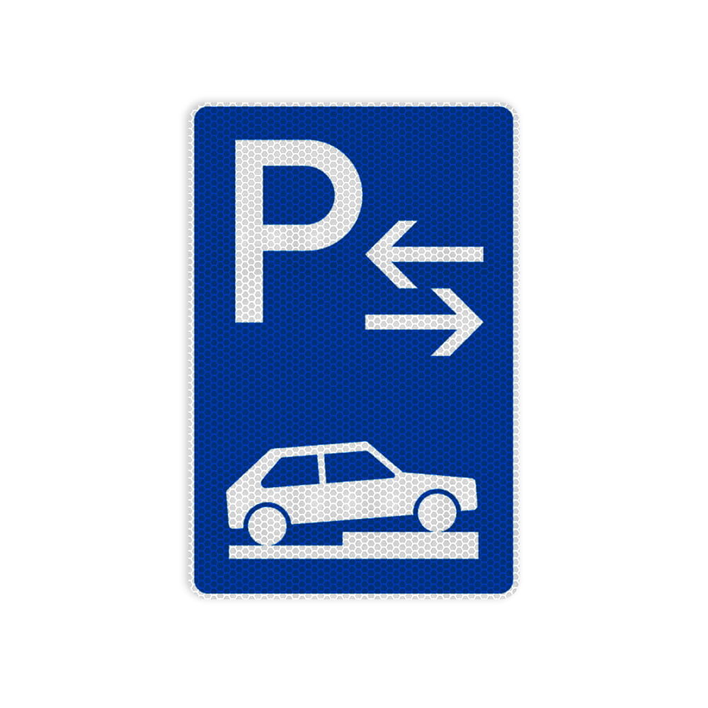 VZ 315-78 Parken auf Gehwegen, halb quer zur Fahrtrichtung rechts, Mitte RA 2 630 x 420 mm 3 mm Dibond