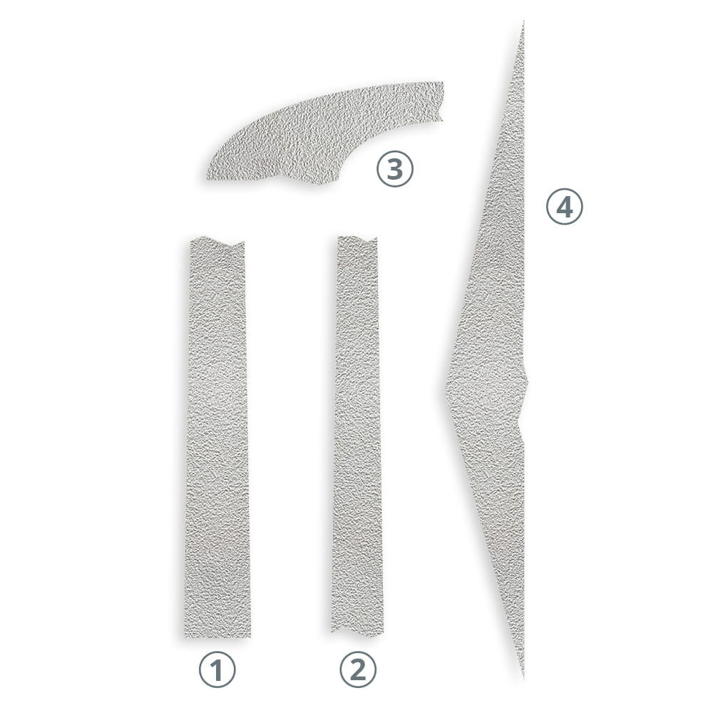 Übersicht über die einzelnen Teile des Pfeiles mit Nummerierung