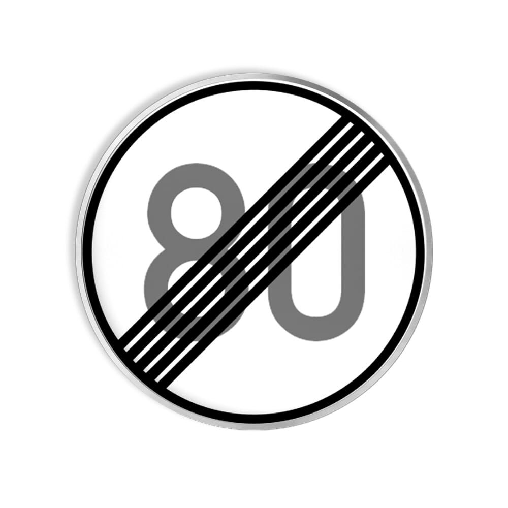 VZ 278-80 Ende der zulässigen Höchstgeschwindigkeit 80 km/h VZ 278-80 Ende der zulässigen Höchstgeschwindigkeit 80 km/h