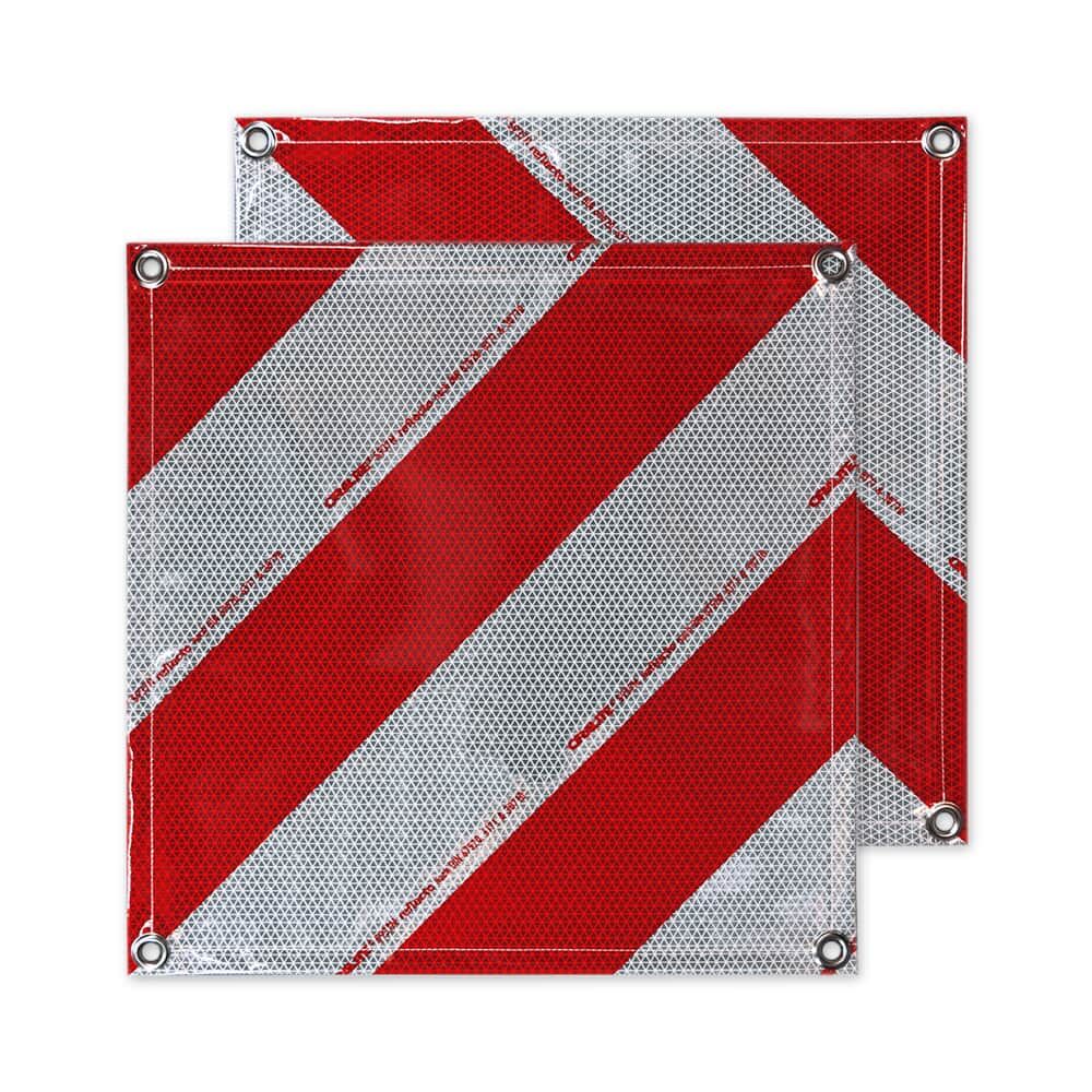 Zwei reflektierende Warnbanner links- und rechtsweisend, je 423 × 423 mm