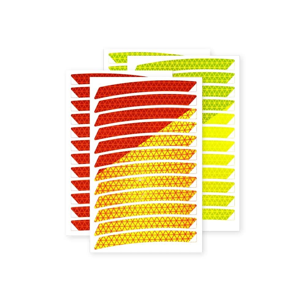 Neon-Felgensticker 26–29 Zoll in Fluor-Orange und Fluor-Lime auf Stickerbögen