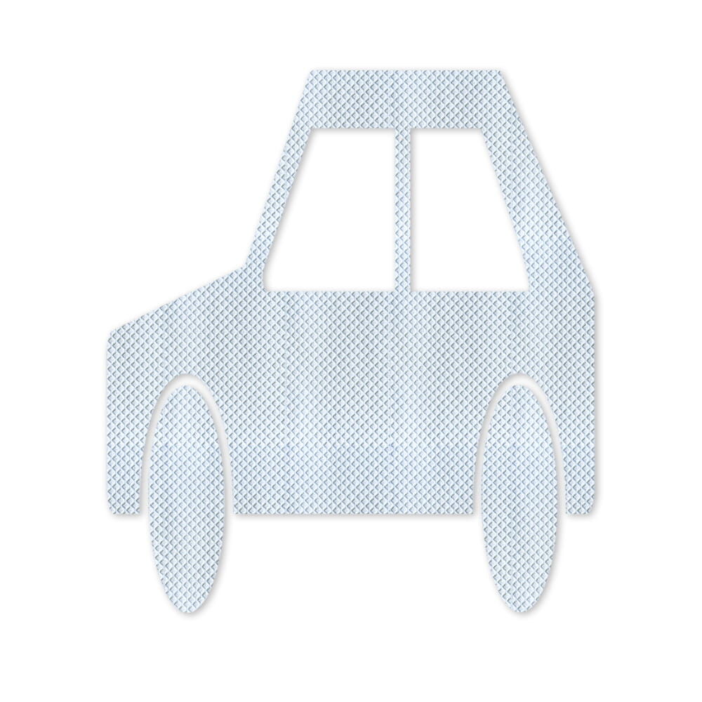 Weißes Pkw-Piktogramm aus 3M Stamark Folie, Frontalansicht