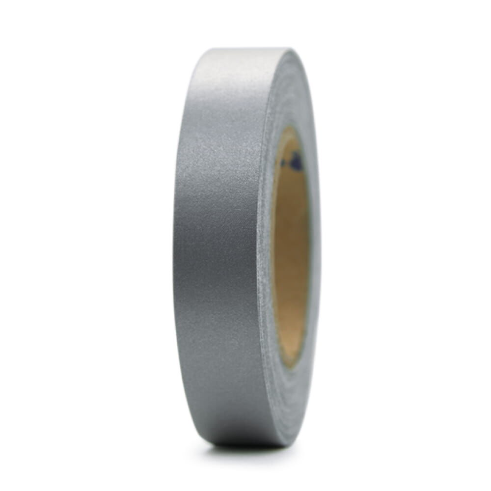 Frontale Ansicht der 25 m 3M Scotchlite 9945 Reflexgewebe-Rolle, silber. Rollenbreite 25,4 mm