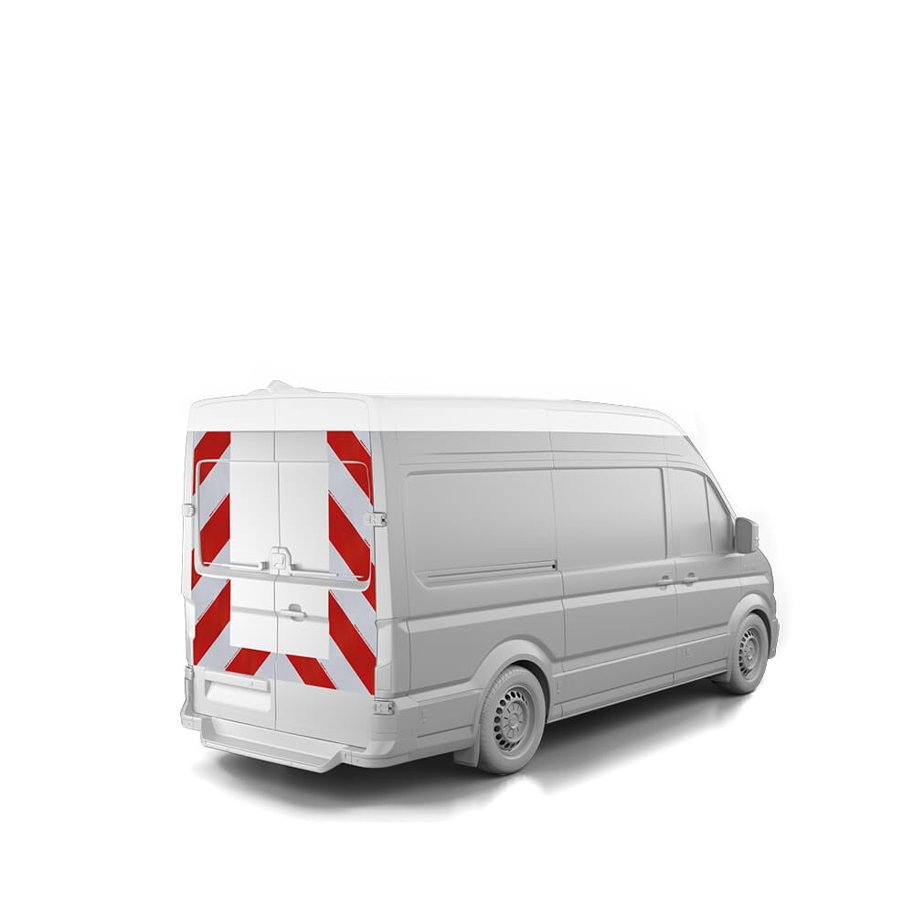 MAN TGE, ausgestattet mit Heckwarnmarkierung nach BF3, Baujahr 2017