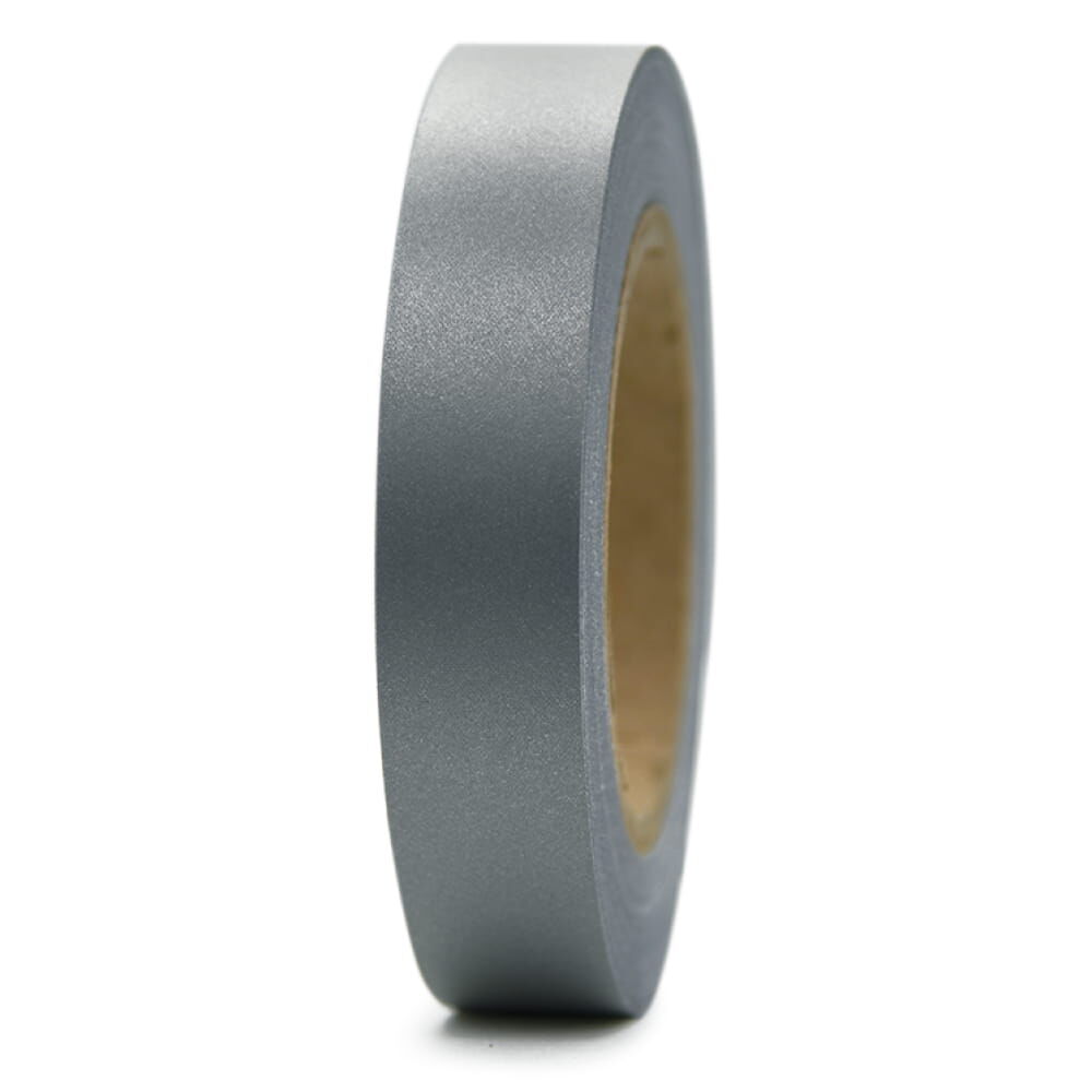 Frontale Ansicht der 25 m 3M Scotchlite 8735 Reflexgewebe-Rolle, silber. Rollenbreite 25,4 mm
