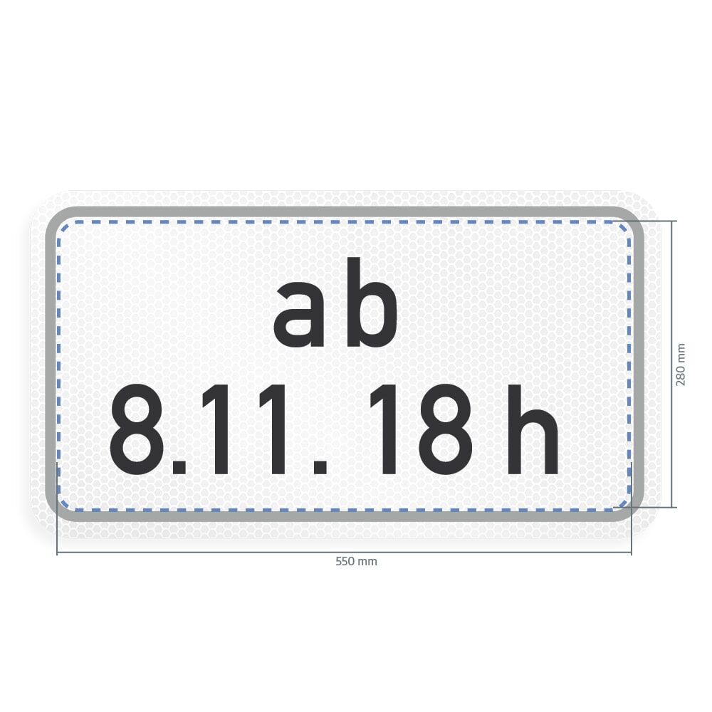 Overlay für Beschränkung ab Zeitpunkt mit Maßangaben 550 x 280 mm