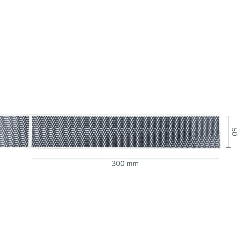 Maßskizze: Zuschnitt 300 × 50 mm des weißen Reflexstreifens Maxi.