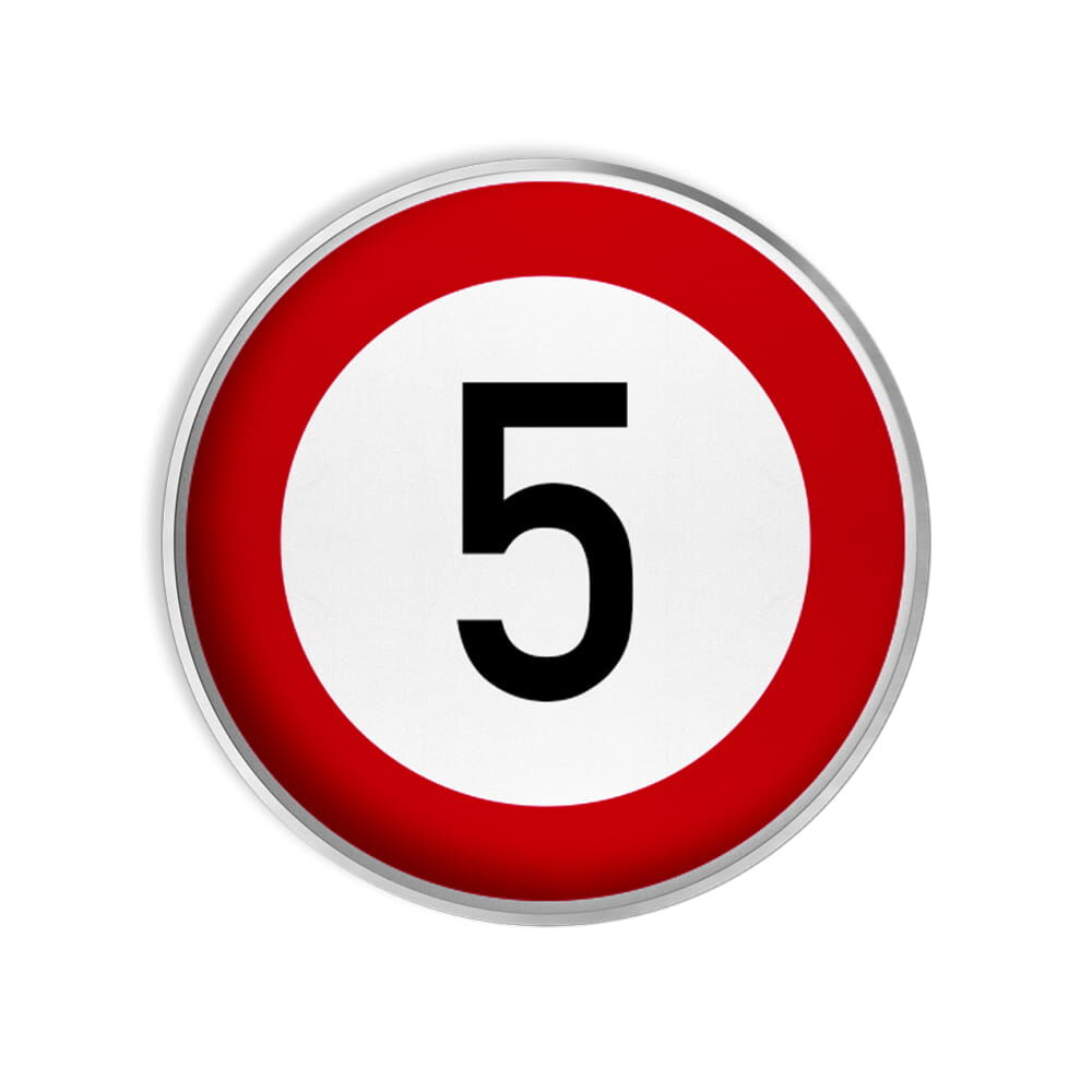 VZ 274-5 Zulässige Höchstgeschwindigkeit 5 km/h VZ 274-5 Zulässige Höchstgeschwindigkeit 5 km/h