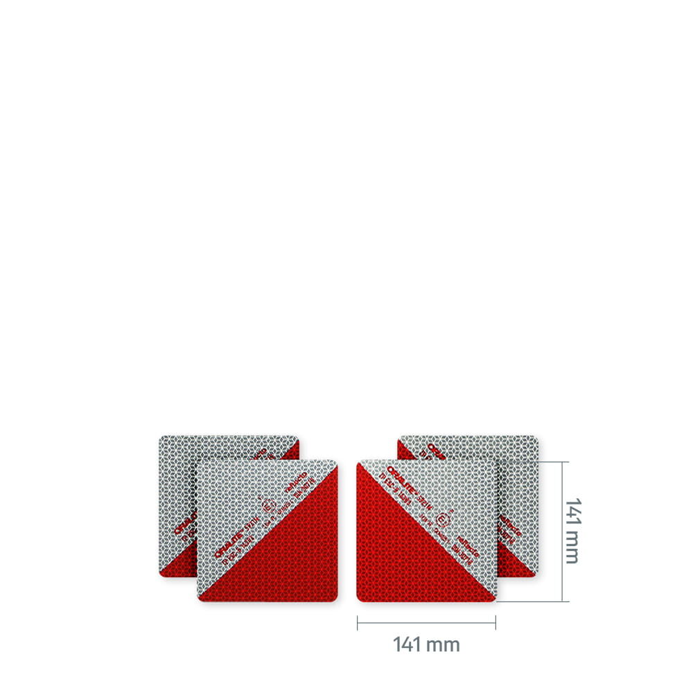 Reflecto 5921M Zuschnitte mit Maßangaben: je 141 × 141 mm.