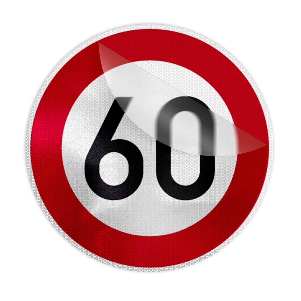 60-Schild mit halb abgezogener Astifol Anti-Sticker Ronde-Folie