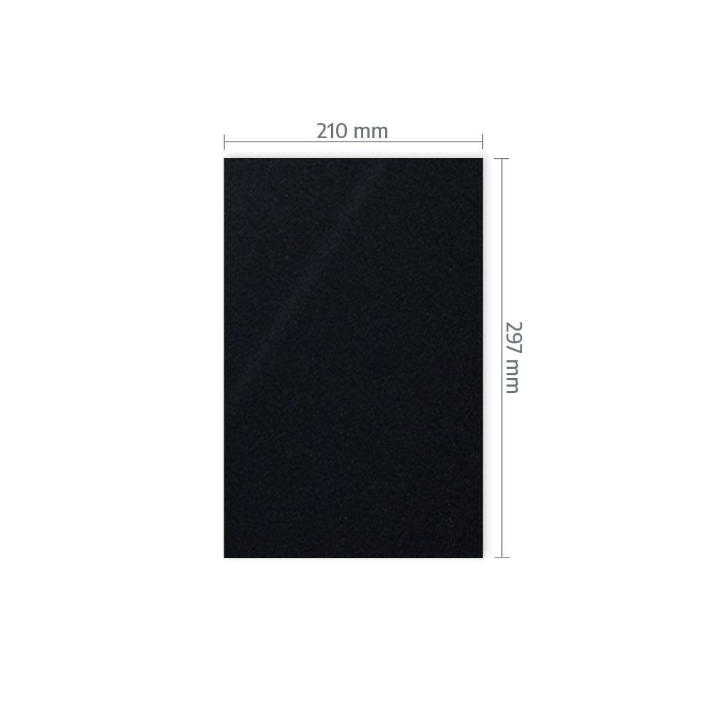 Transparenter Orafol 5021 Zuschnitt A4 (210 × 297 mm), Frontansicht mit Maßlinien