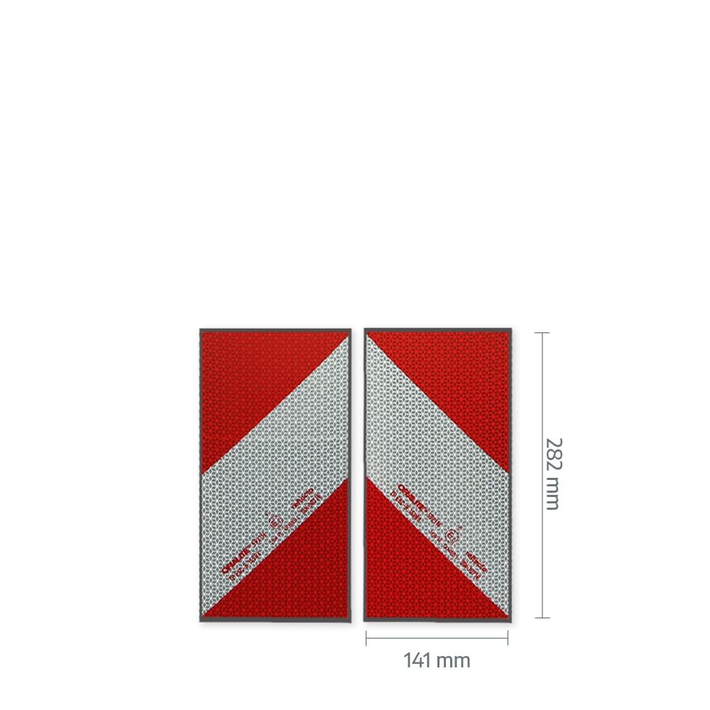 Reflecto 5921M Warnmarkierung 282 × 141 mm, Set aus zwei Zuschnitten mit Maßangaben
