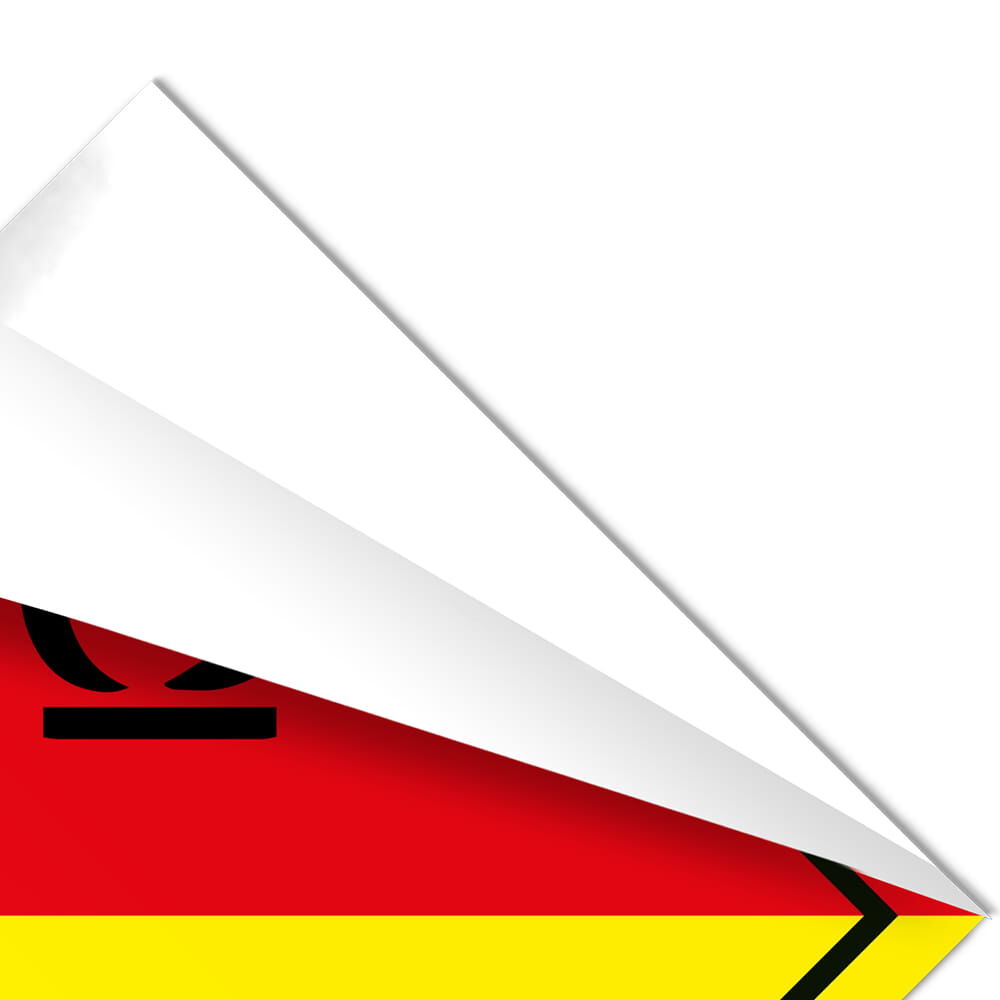 Detailfoto: abziehbare Klebeschicht des Gefahrgutzettels 5.2