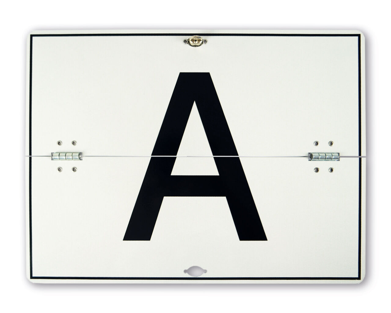 Klappbares A-Schild aus Alu ohne Kantenschutz, Frontansicht.