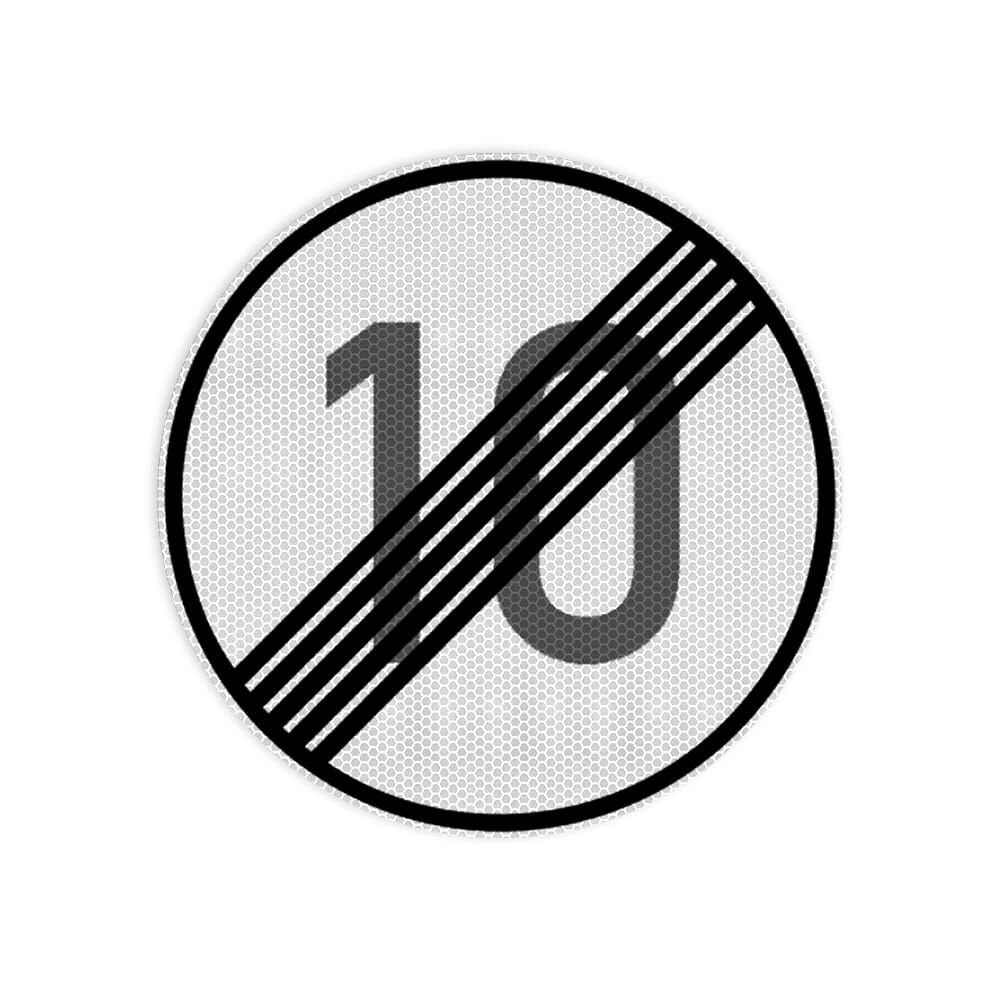 VZ 278-10 Ende der zulässigen Höchstgeschwindigkeit 10 km/h VZ 278-10 Ende der zulässigen Höchstgeschwindigkeit 10 km/h