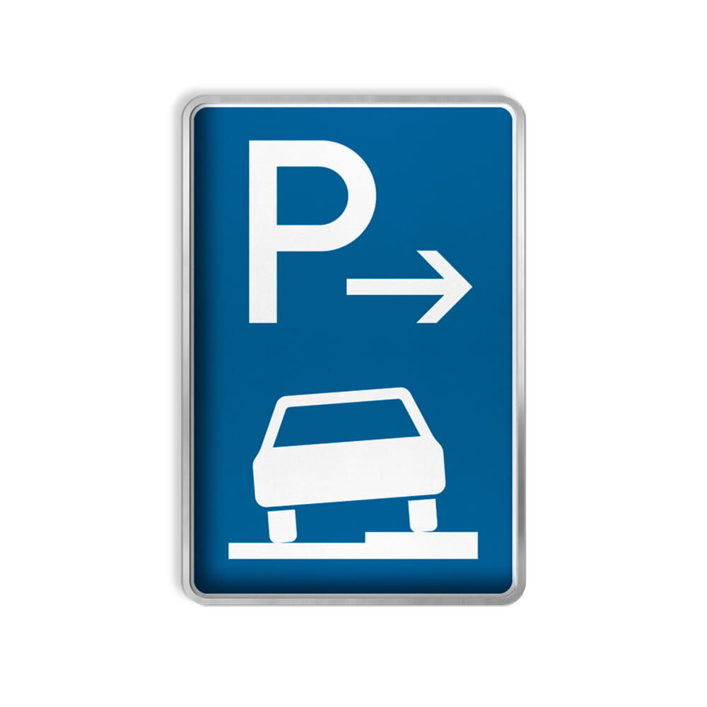 VZ 315-57 Parken auf Gehwegen, halb in Fahrtrichtung rechts, Ende VZ 315-57 Parken auf Gehwegen, halb in Fahrtrichtung rechts, Ende