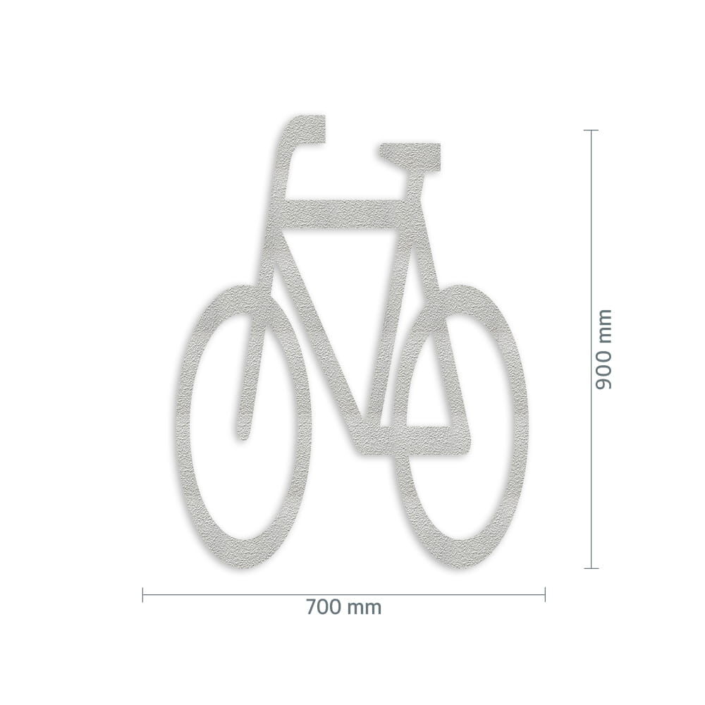 Fahrrad-Piktogramm aus 3M Stamark, Farbe Weiß, mit Maßangabe 700 × 900 mm