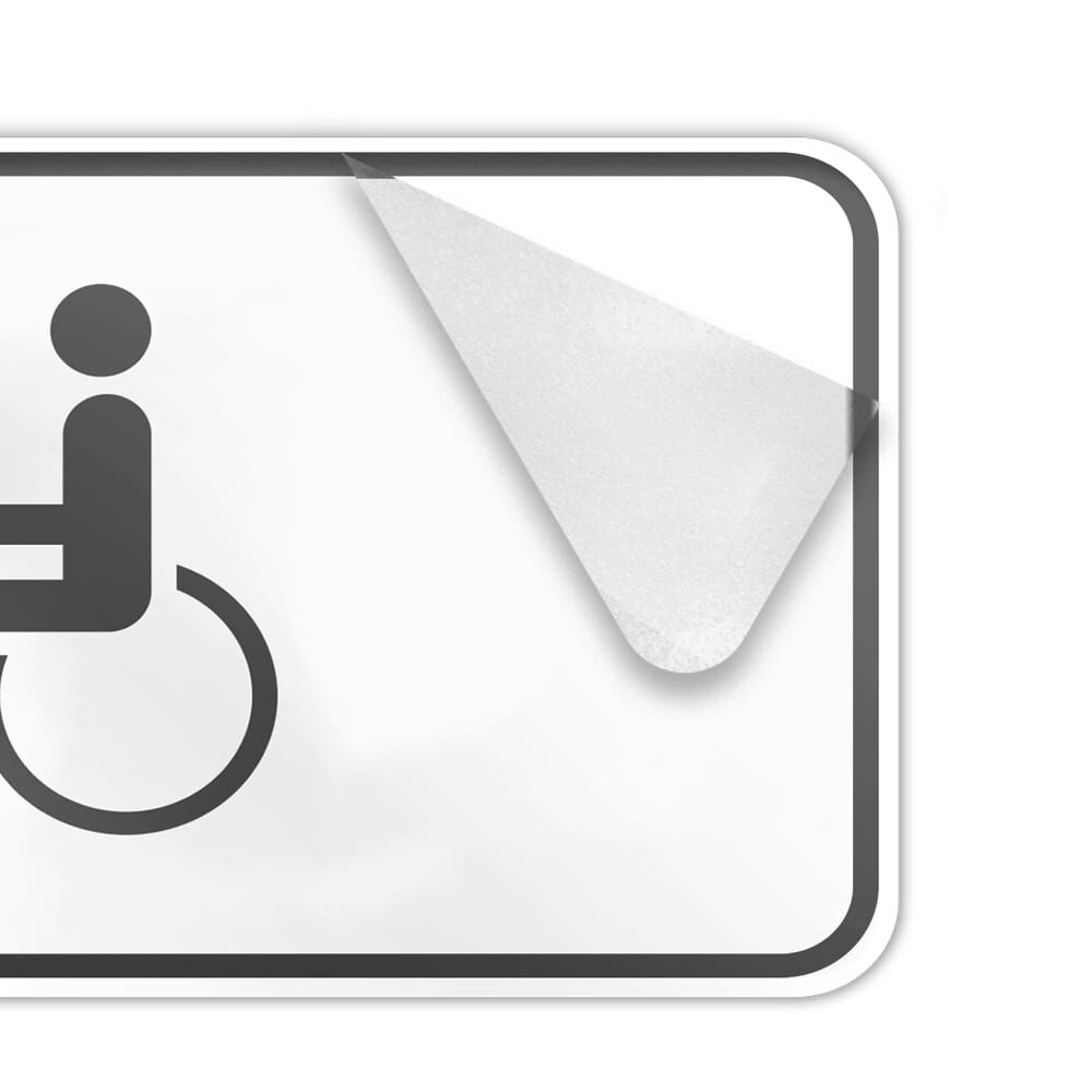 Detail: ablösbare Ecke der Astifol Rechteckfolie auf einem Schild