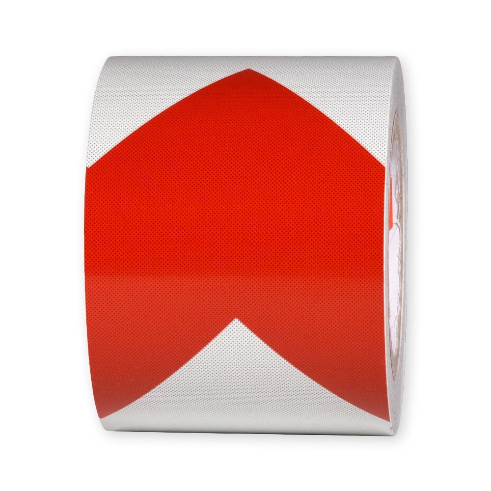 Rolle 5231M Chevron-Warnmarkierung rot-weiß, vertikales Pfeilmuster, 100 mm Breite