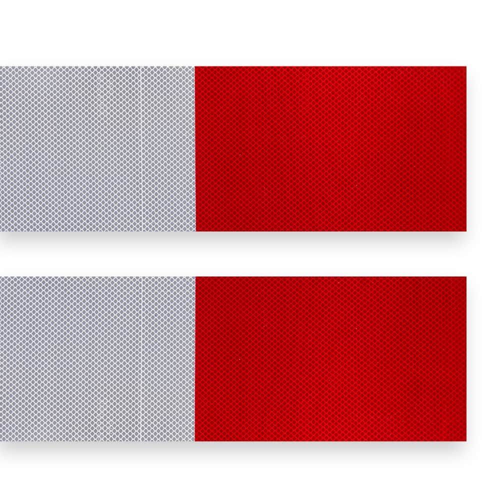 Zwei RA3/C Folienstücke, links weiß-rechts rot, Detailansicht