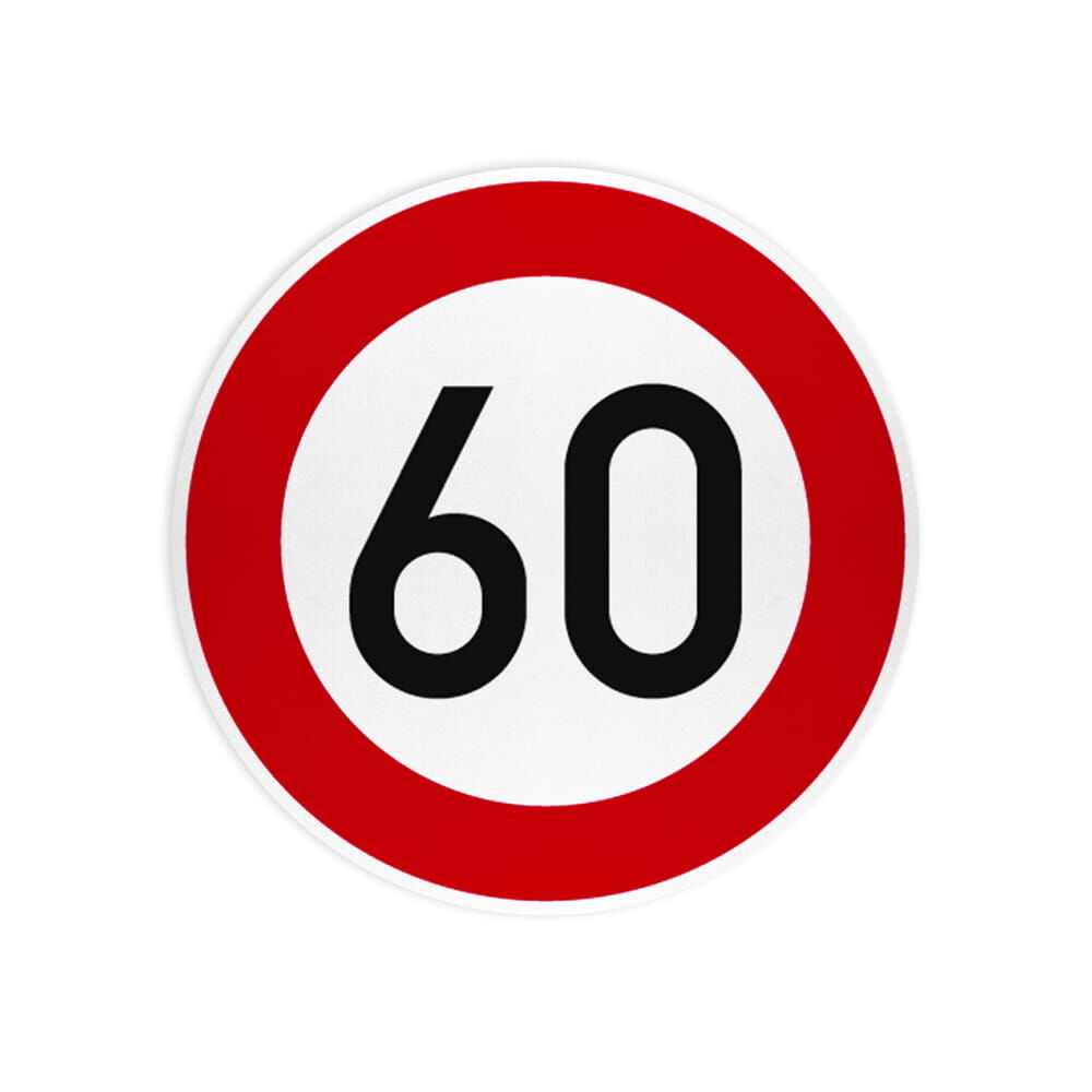 VZ 274-60 Zulässige Höchstgeschwindigkeit 60 km/h VZ 274-60 Zulässige Höchstgeschwindigkeit 60 km/h