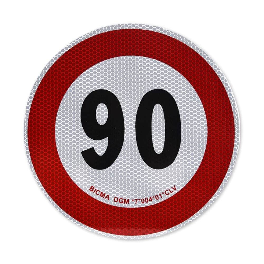 Reflektierendes Geschwindigkeitsschild 90 km/h für Italien, frontal abgebildet