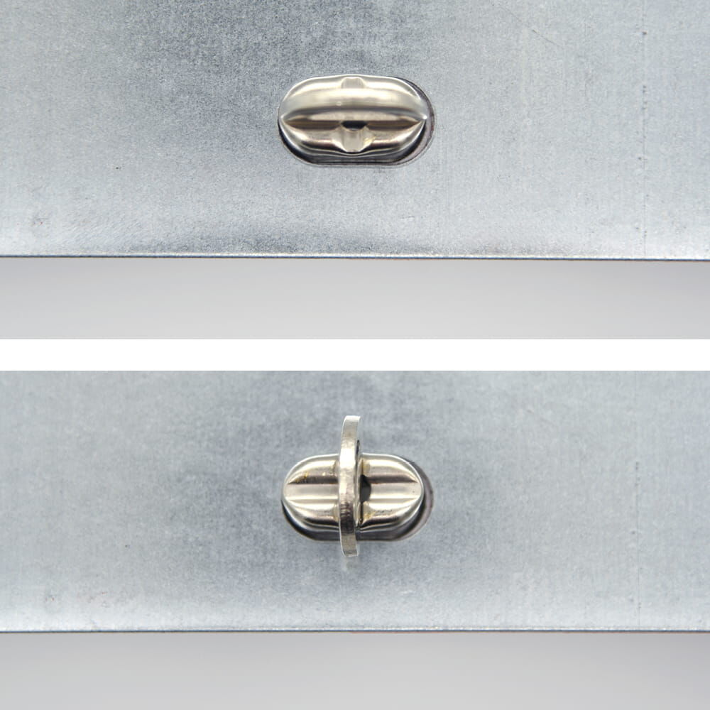 Verschluss/Öse: Parkwarntafel geschlossen und geöffnet (Detailansicht)