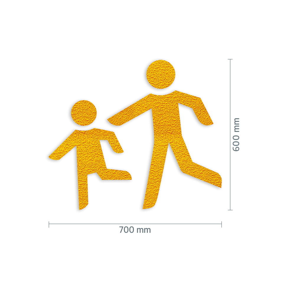 Maßgrafik des Piktogramms, Breite 700 mm, Höhe 600 mm, Verkehrsklasse P6 in gelb