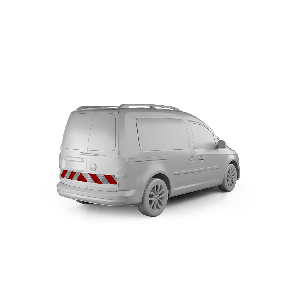 VW Caddy IV Maxi mit Hecktür, ausgestattet mit Heckwarnmarkierung, Baujahr 2015