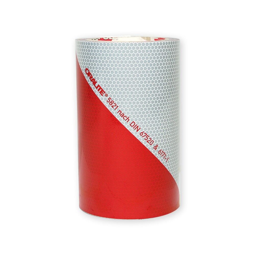 Rolle 175 mm ORALITE 5821 Warnmarkierung rot-weiß, Streifen linksweisend.