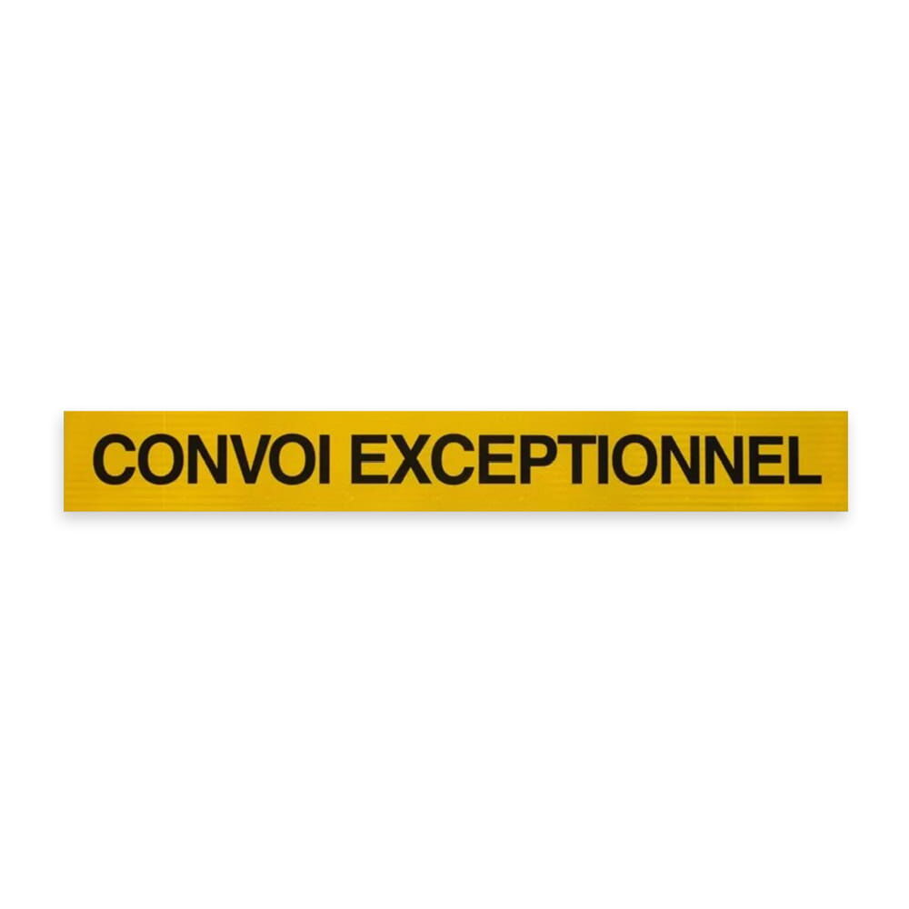 Warntafel "CONVOI EXCEPTIONNEL" 1900×250 mm, gelb, schwarze Schrift, RA2C-Folie