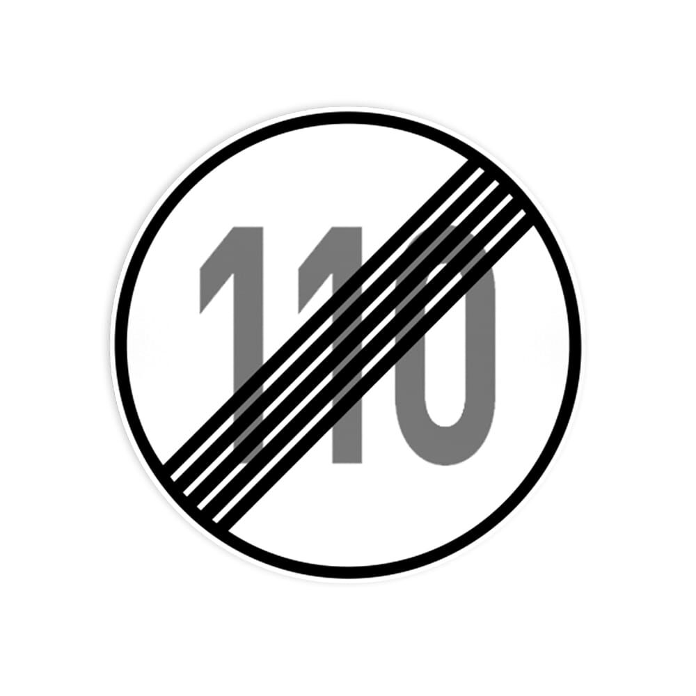 VZ 278-110 Ende der zulässigen Höchstgeschwindigkeit 110 km/ VZ 278-110 Ende der zulässigen Höchstgeschwindigkeit 110 km/