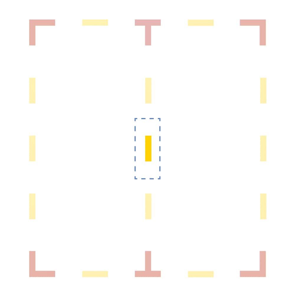 Auswahlraster zeigt Position der gelben Linie im Markierungsset