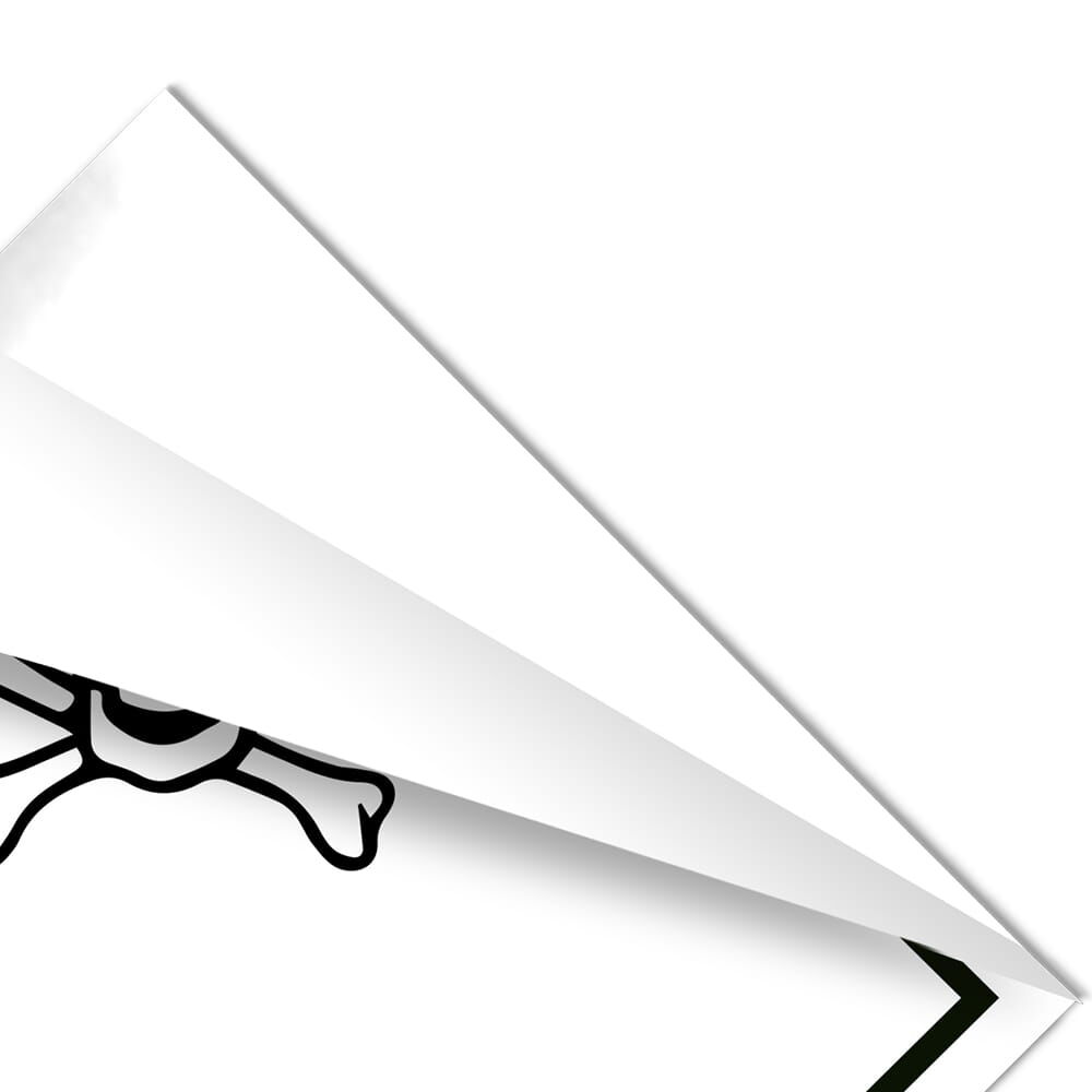 Detailfoto: abziehbare Klebeschicht des Gefahrgutzettels 2.3