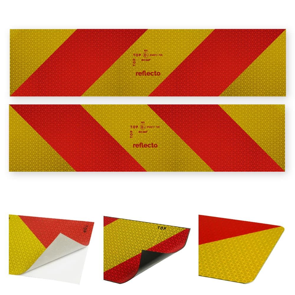 Reflecto Heckwarntafeln "Halbmarkierung" als selbstklebend oder magnetisch verfügbar