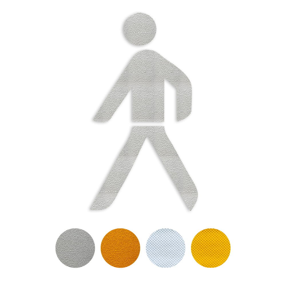 Selbstklebendes Fahrbahnpiktogramm "Fußgänger", erhältlich in weiß & gelb, Verkehrsklasse P6 oder P7