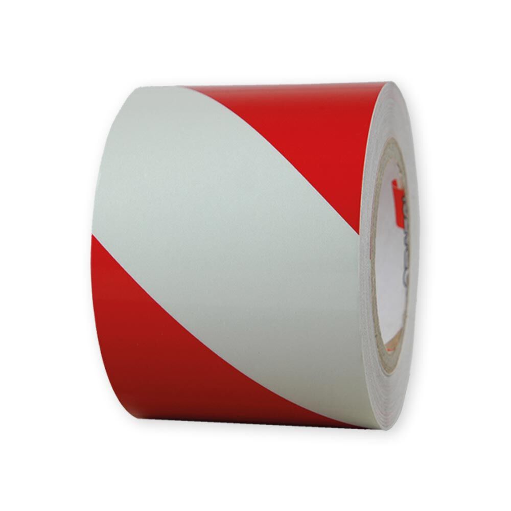 Einzelne Rolle Orafol ORALITE 5431 Industrie-Warnfolie rot-weiß diagonal, 100 mm, rechtsweisend