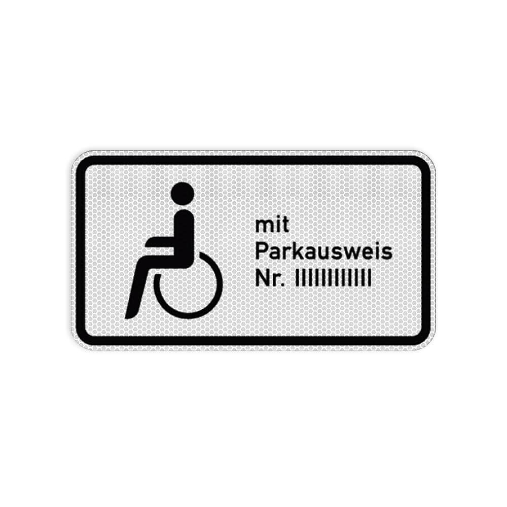 VZ 1020-11 Schwerbehinderte mit Parkausweis Nr. … frei VZ 1020-11 Schwerbehinderte mit Parkausweis Nr. … frei