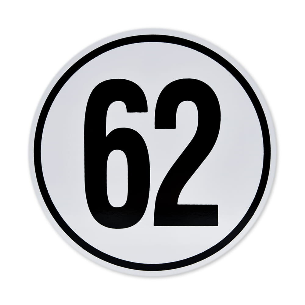 Geschwindigkeitsschild 62 km/h für Deutschland, Frontalansicht