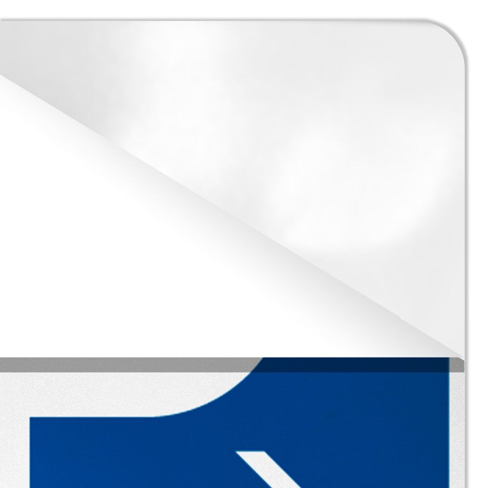 Detail: abziehbare Kleberückseite des Parkplatzschilds (selbstklebend)