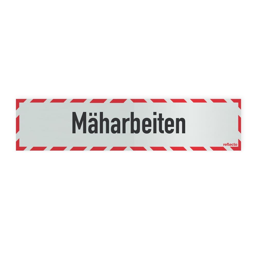 Hinweisschild Mäharbeiten