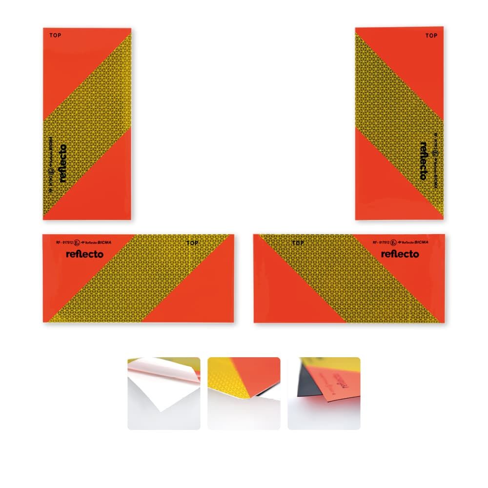 Heckwarntafel-Set ECE 70.01 für Zugmaschinen, 4 Viertelmarkierungen in versch. Varianten verfügbar