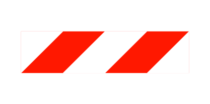 Eine rechteckige Fläche bestehend aus einer weißen Raute eingeschlossen von 2 roten Rauten und weißen Dreiecken oben links, wie unten rechts