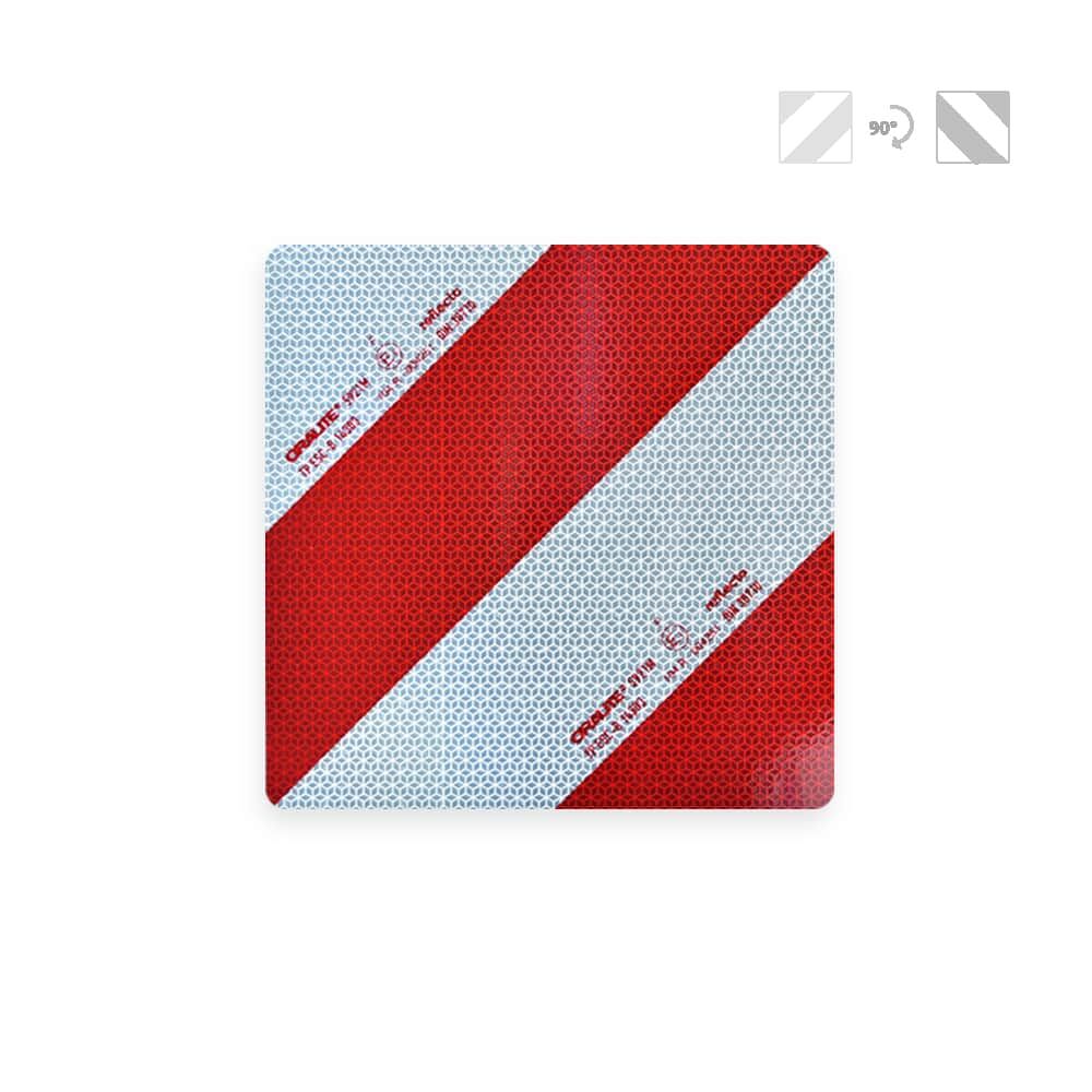 Rot/weiß diagonale Reflex-Warntafel für Überlänge/Überbreite, 282 x 282 mm