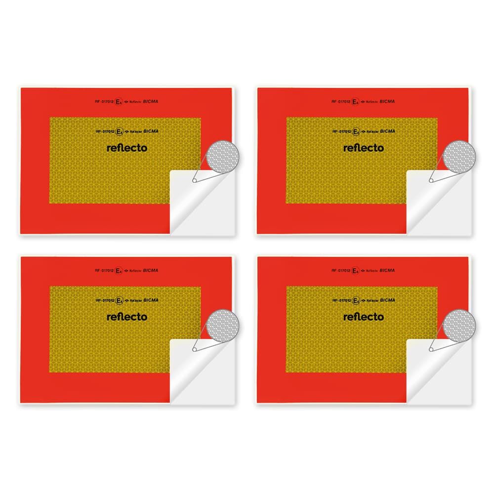 Reflecto Heckwarntafel Viertelmarkierungen für Anhänger reflektierend fluoreszierend selbsthaftend+